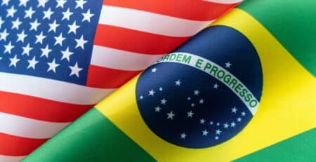 USA and Brazil Flags