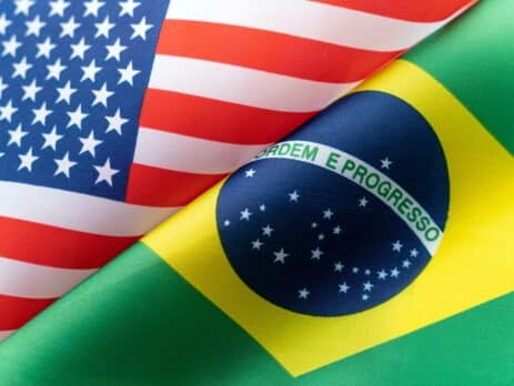 USA and Brazil Flags