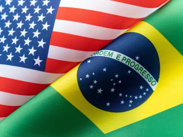 USA and Brazil Flags