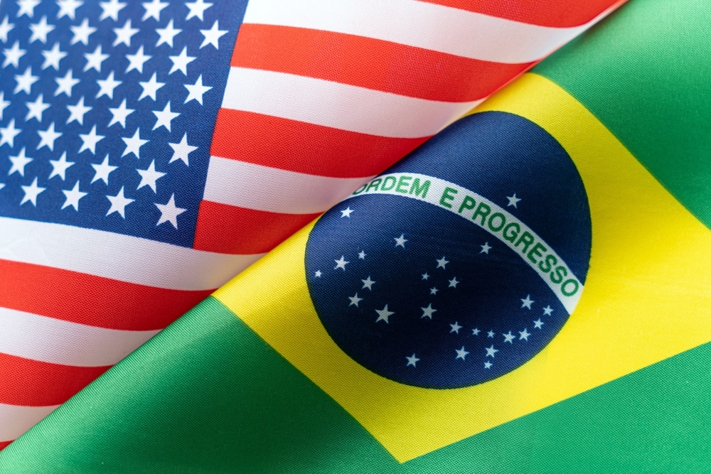 USA and Brazil Flags
