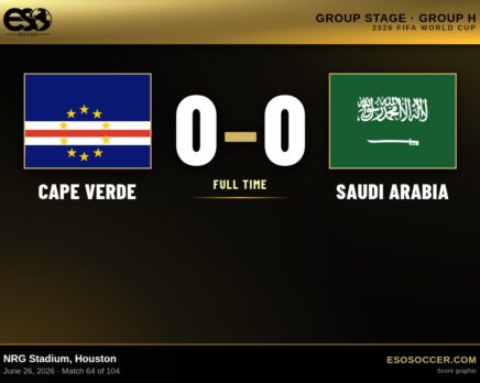 Cape Verde 0-0 Saudi Arabia, 2026 World Cup Group H score graphic